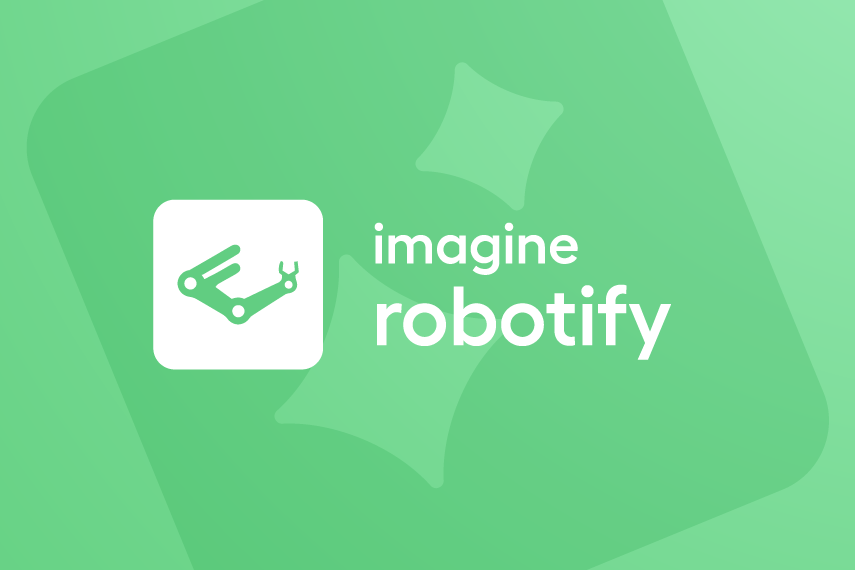 Imagine Robotify logo on a green background.