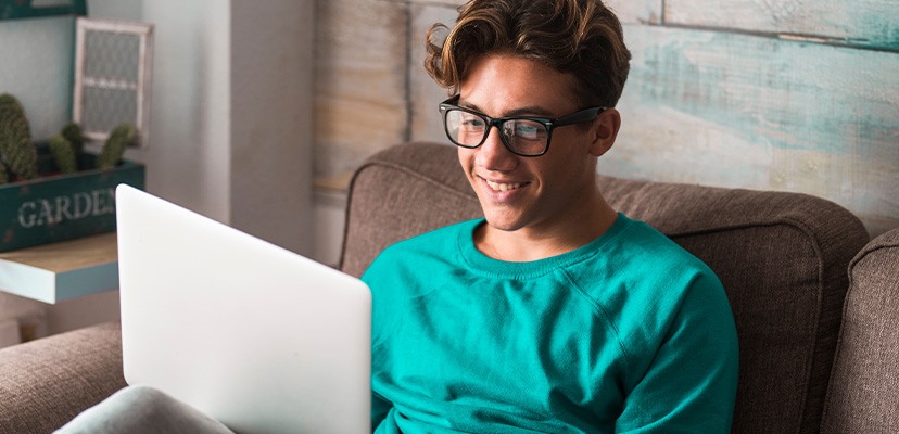 student doing at-home learning