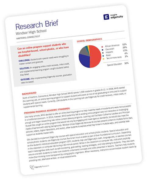 Cover page of an Imagine Edgenuity research brief. 