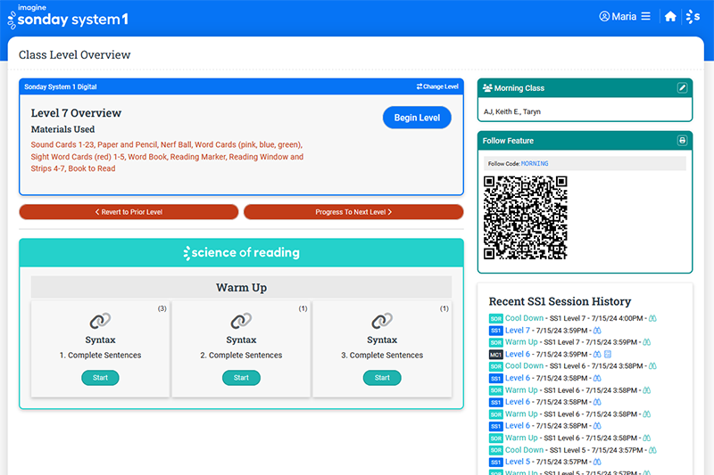 Screenshot showing in-product science of reading support.