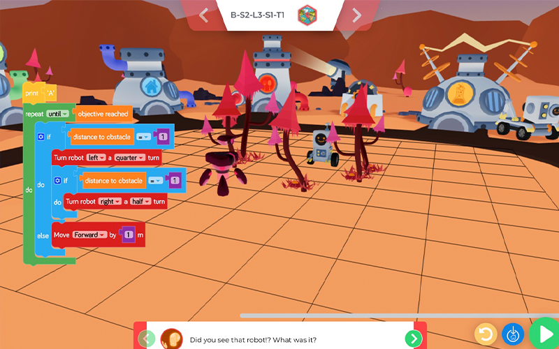 Screenshot of an Imagine Robotify coding game.