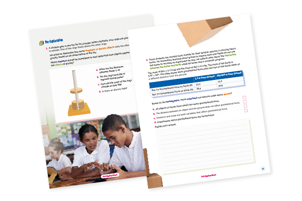 An image showing the inside two page spread of a diagnostic pre-assessment in Twig Science