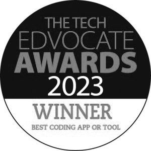 The Tech Edvocate Awards 2023 Winner for Best Coding App or Tool award logo.