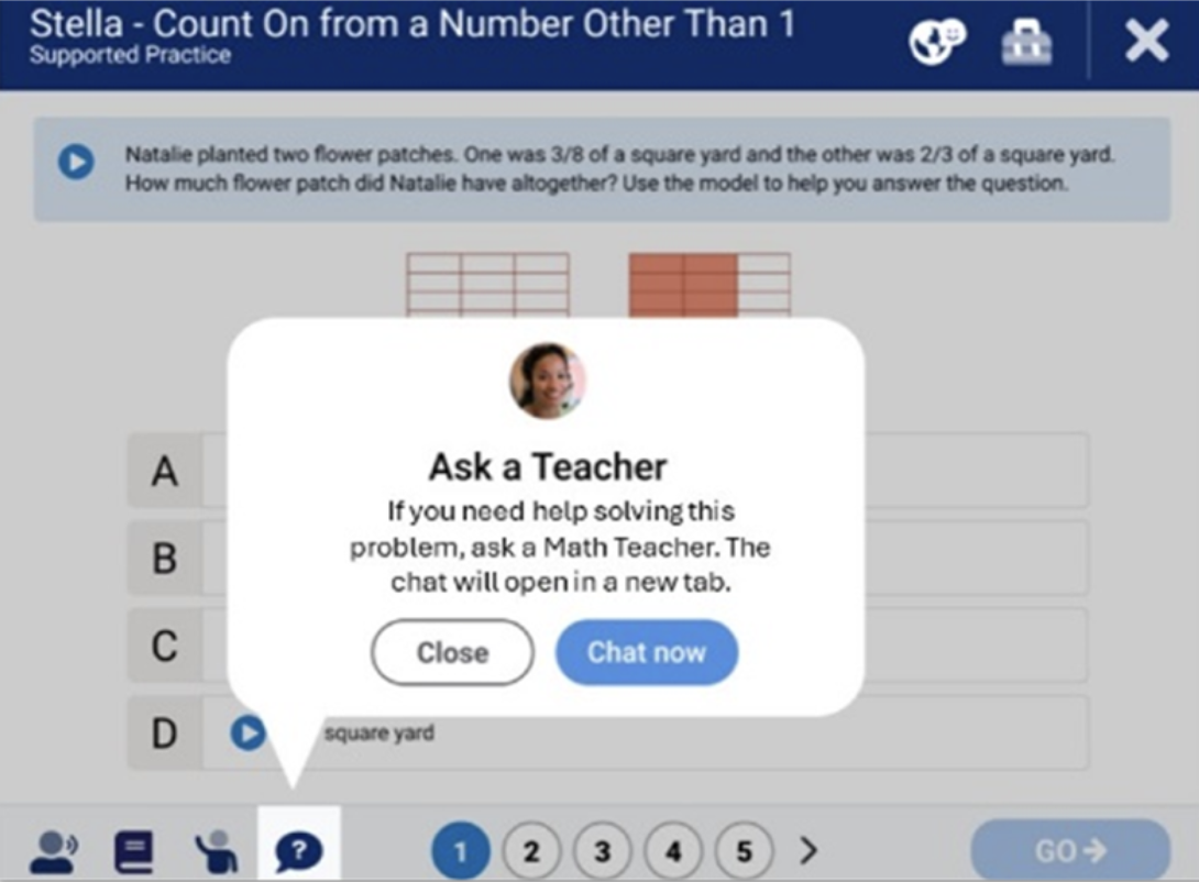 Students can access live teachers for help