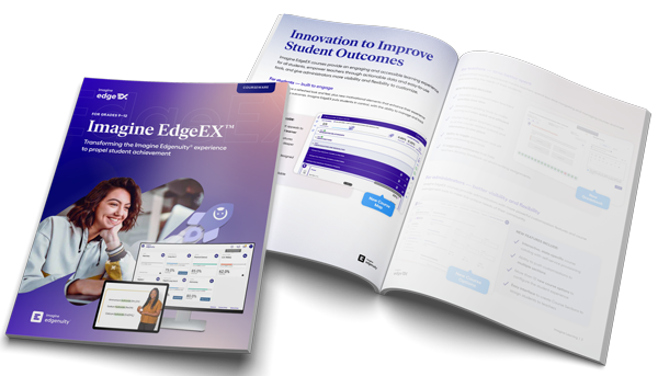 An image of the printed Imagine EdgeEX brochure lying on a table