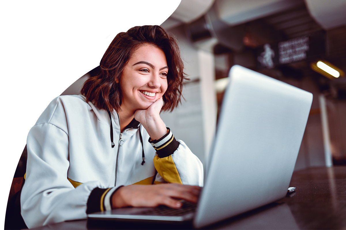 High school student using Imagine EdgeEX curriculum on a keyboard