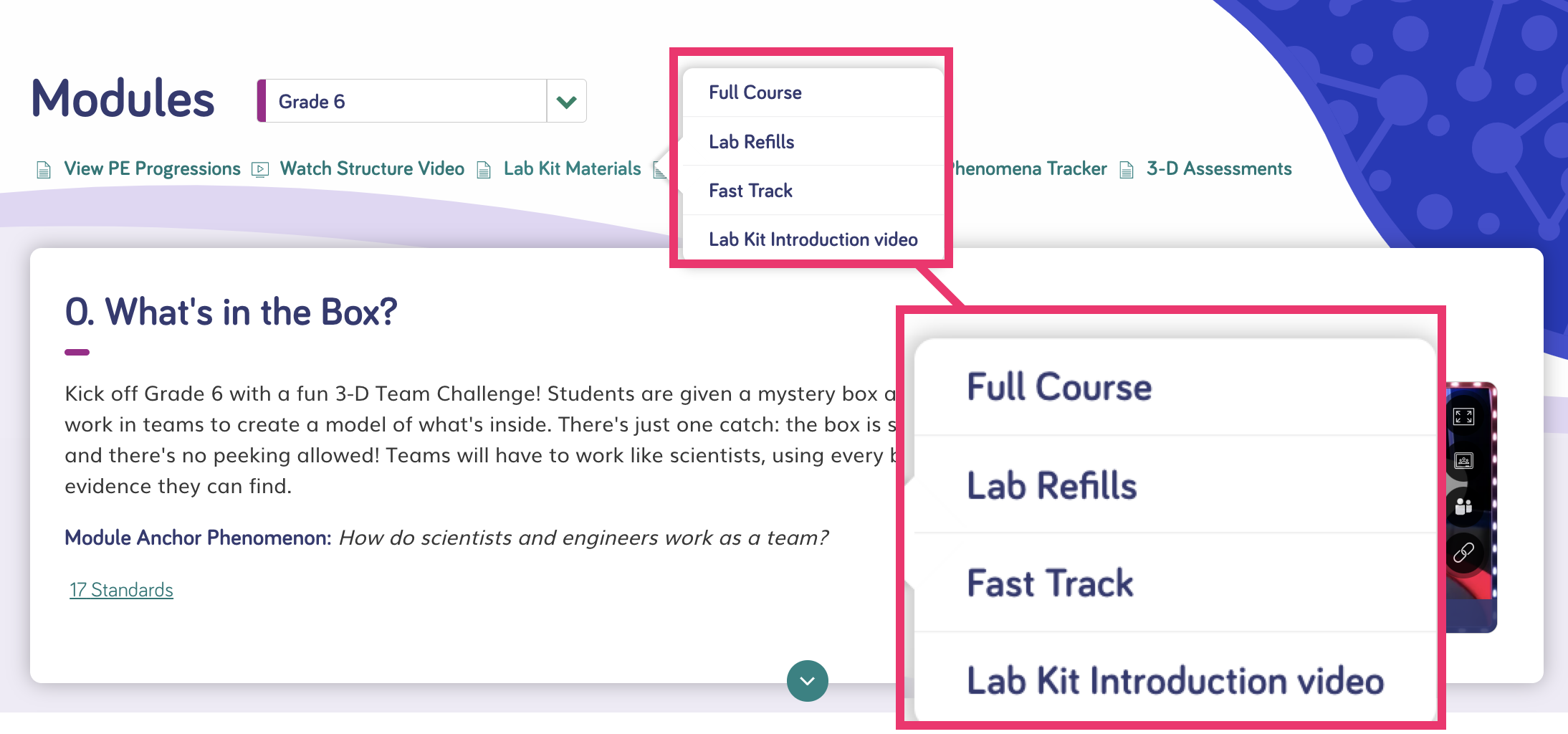 Twig Science materials list module