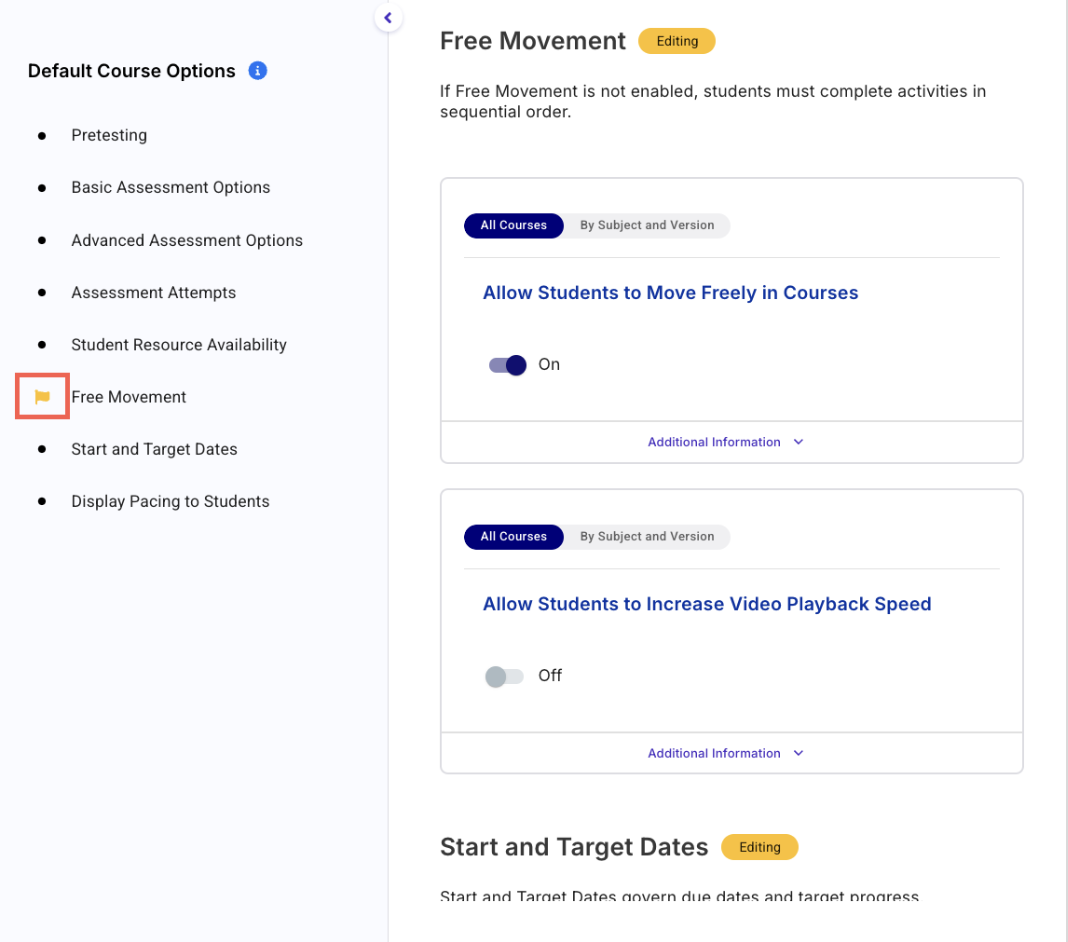 Manage District Default Course Options in Imagine EdgeEX